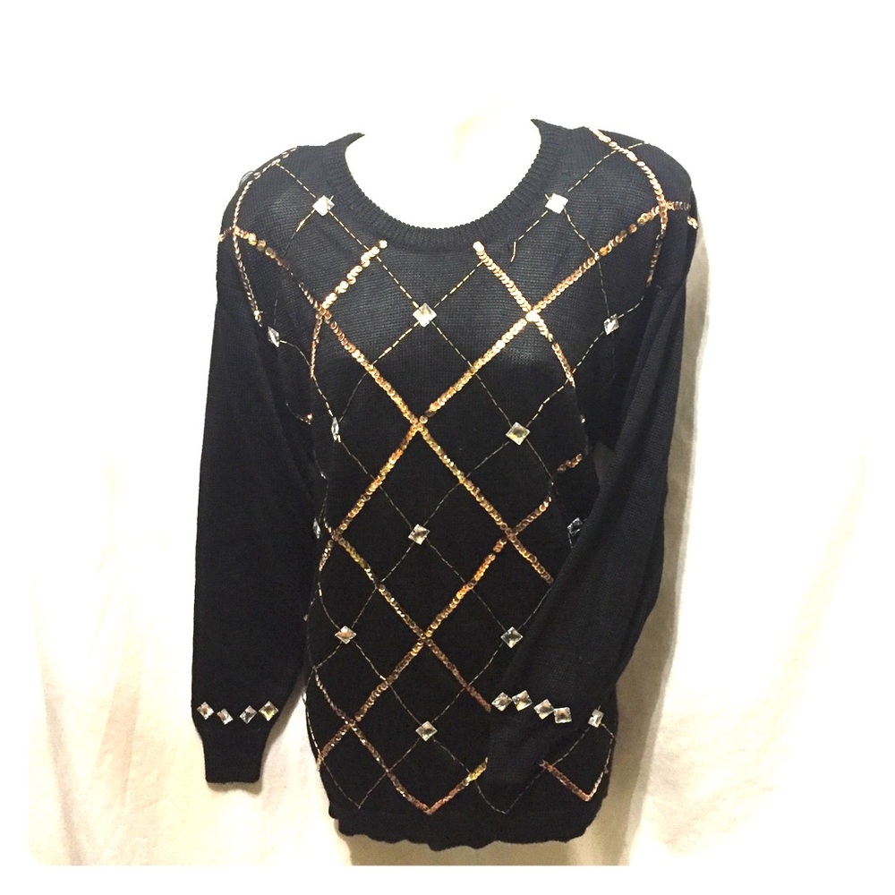 Fun new vintage sweater glam jeweled L